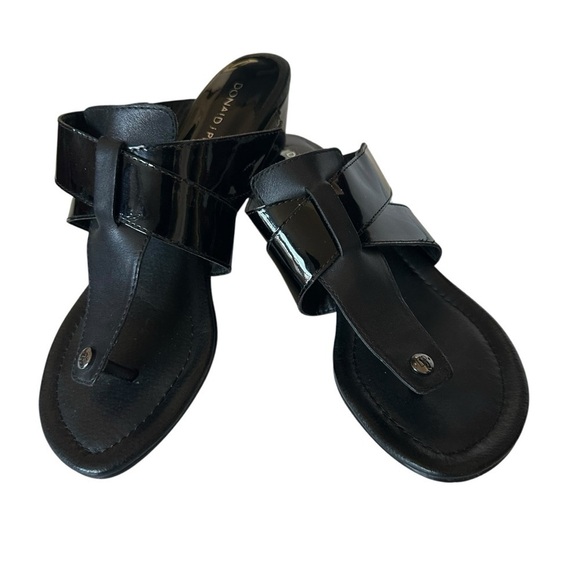 DONALD J PLINER DITO TOE POST MIXED MATERIAL WEDGE SANDALS SIZE 7.5 - Picture 2 of 12